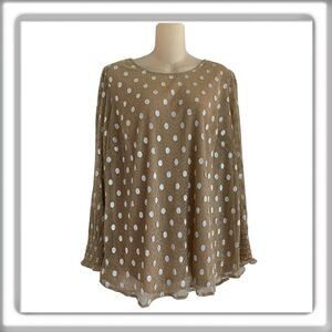 Adrianna Papell Scoop Neck Long Sleeve Lined Blouse Gold Evening Size XL NEW!